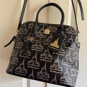 Dooney & Bourke Black Castle 50th Anniversary Disney World Satchel Leather